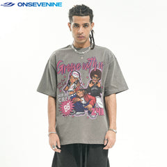 ONSEVENINE "Groove with Us" Cartoon Graphic Tee