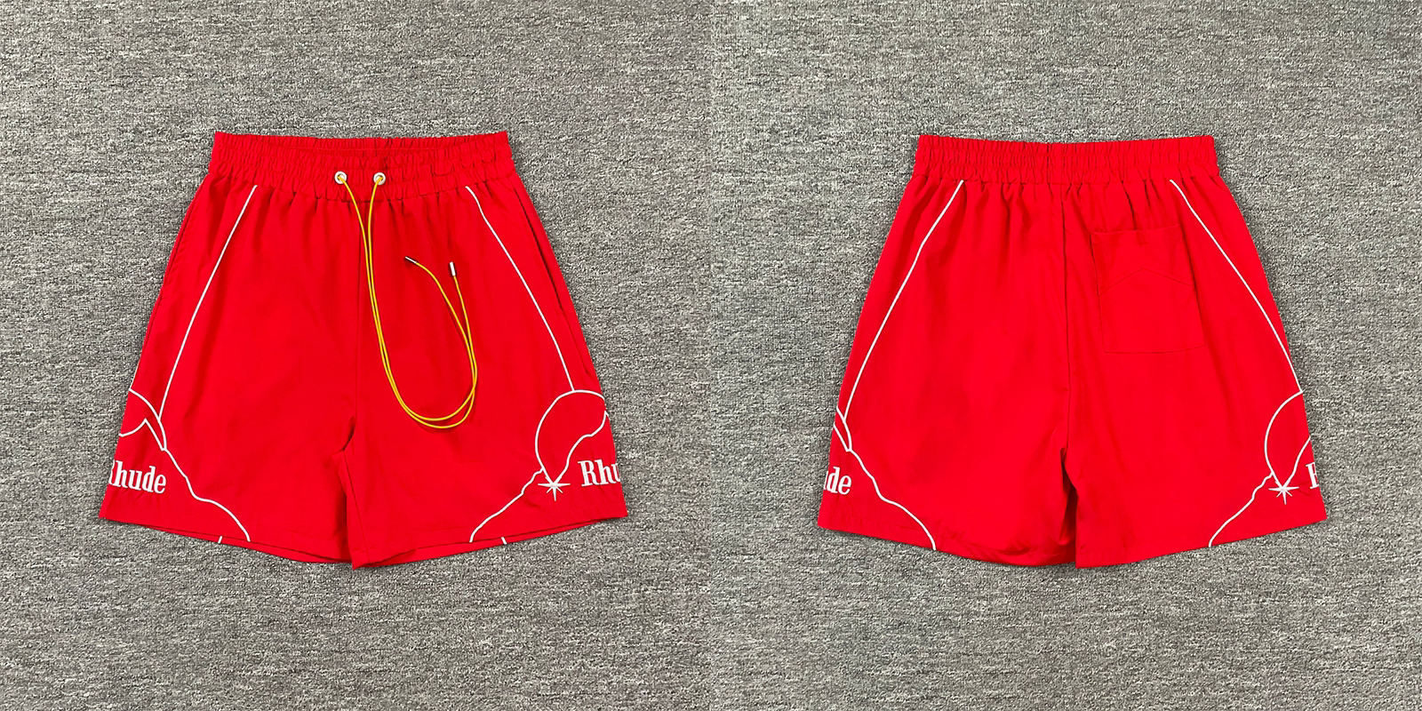 RHUDE Mountain Graphic Athletic Shorts - Red