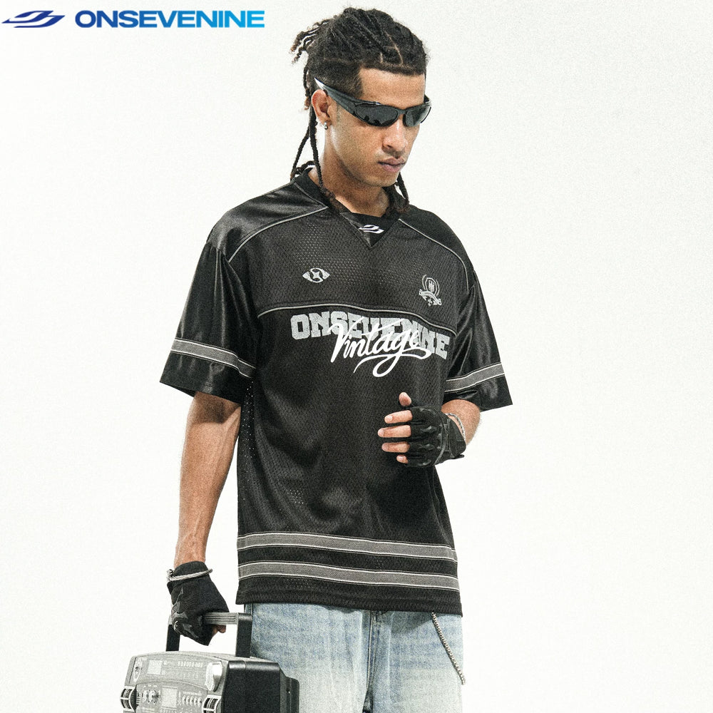 ONSEVENINE "Vintage" Black Athletic Mesh Jersey