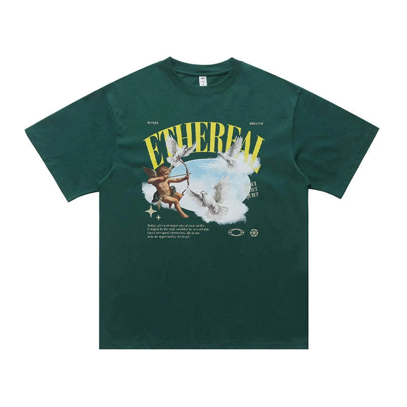 ONSEVENINE "Ethereal" Cherub and Doves Graphic Tee