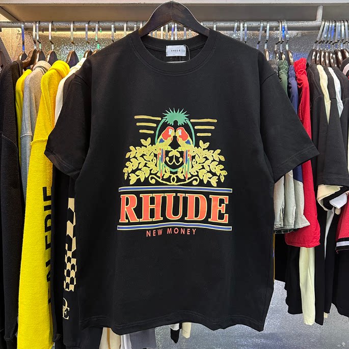 RHUDE Parrot Crest Graphic Print T-Shirt - Black