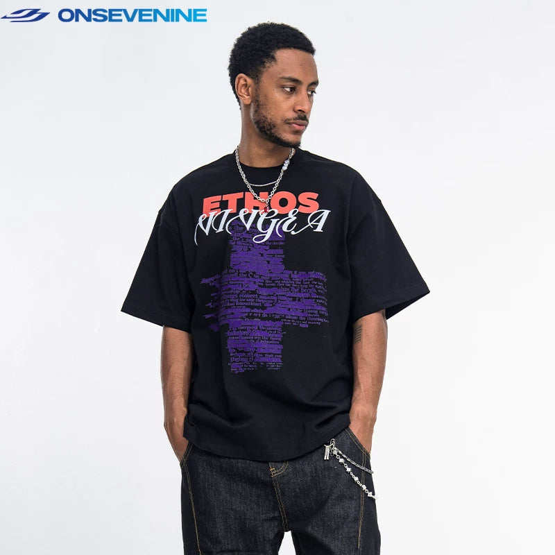 ONSEVENINE "Ethos" Typography Cross Graphic Tee