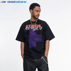 ONSEVENINE "Ethos" Typography Cross Graphic Tee