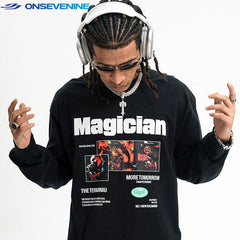 ONSEVENINE "Magician" Collage Graphic Long-Sleeve Tee