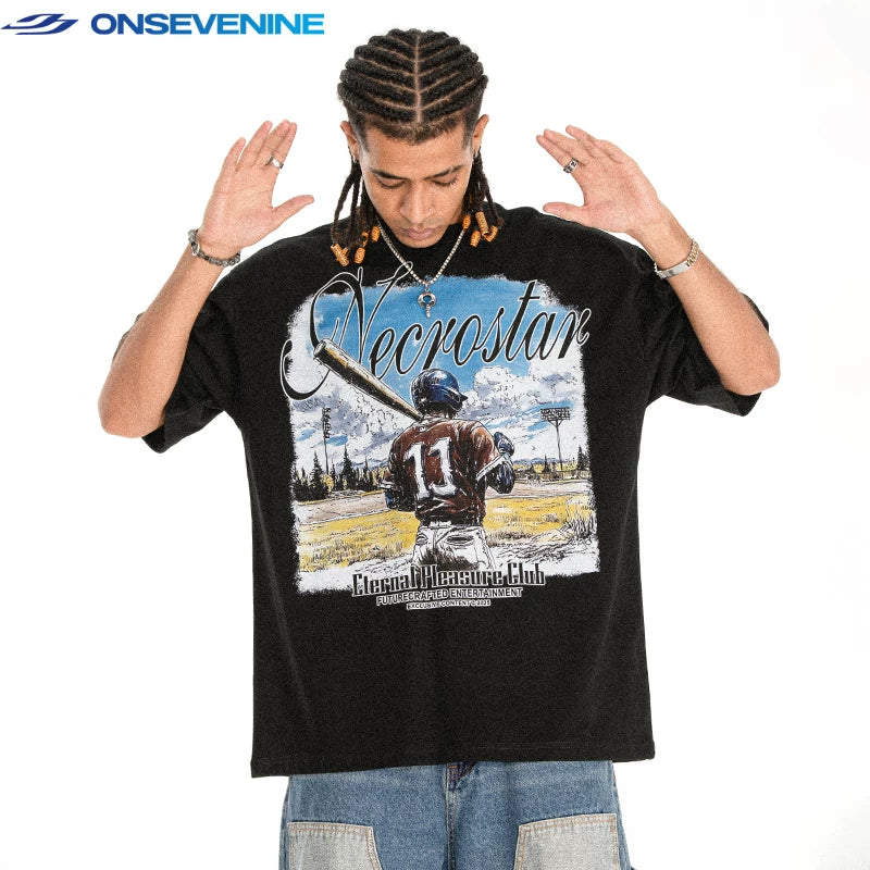 ONSEVENINE "Necrostar" Baseball Player Graphic Tee