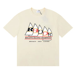 RHUDE "Regatta Racing Champions" Graphic Print T-Shirt - Cream