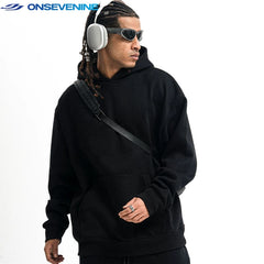 ONSEVENINE Heather Grey Minimalist Pullover Hoodie