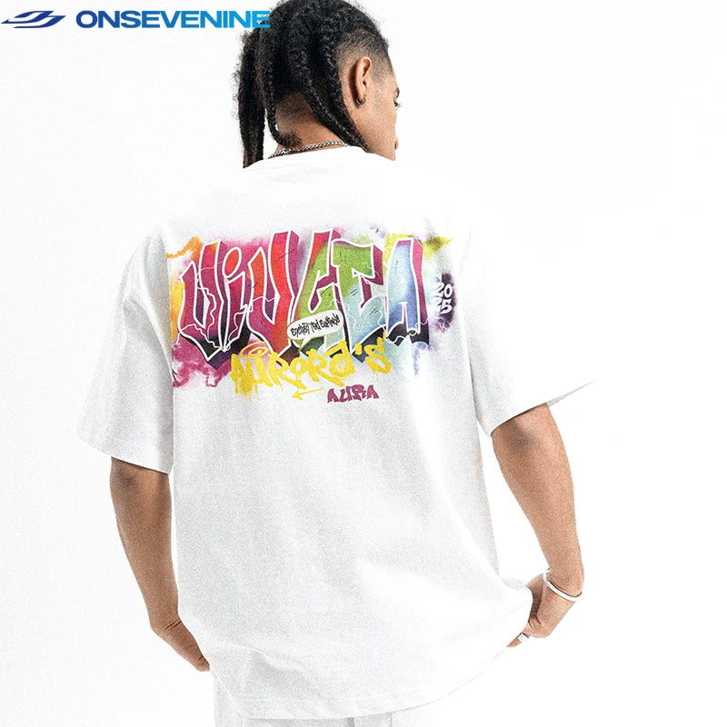 ONSEVENINE Graffiti Airbrush Back-Graphic Tee