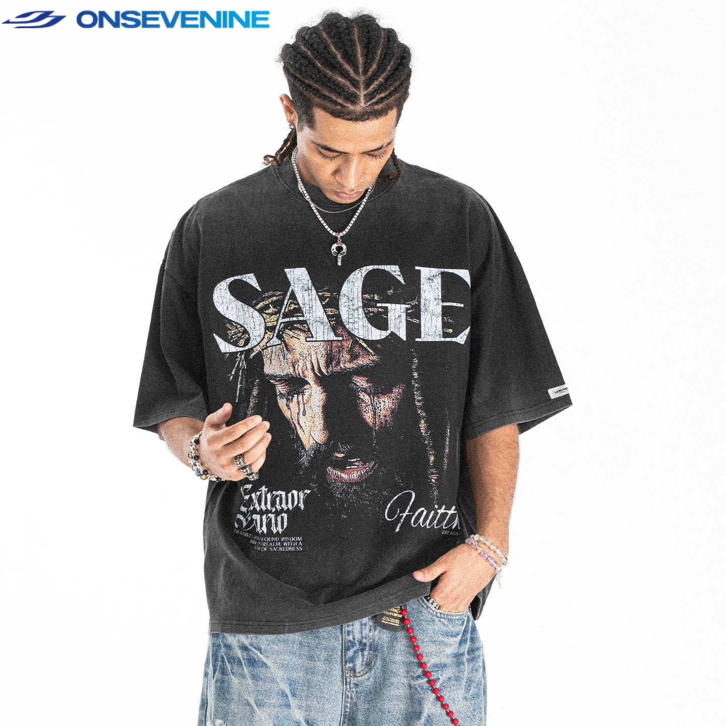 ONSEVENINE "SAGE" Crown of Thorns Graphic Tee