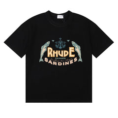 RHUDE "Sardines" Graphic Print T-Shirt - Black