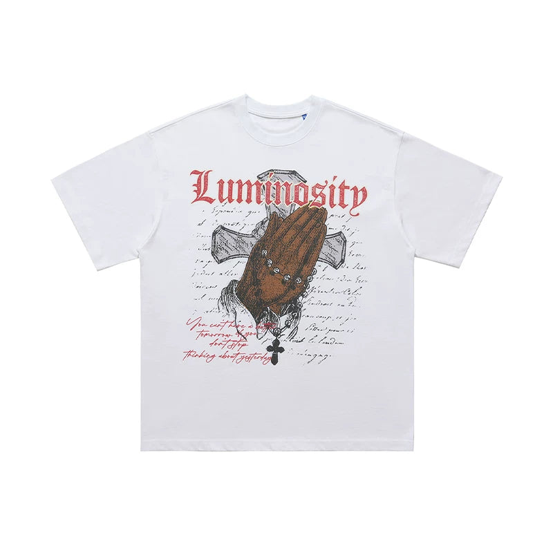 ONSEVENINE "Luminosity" Praying Hands Graphic Tee