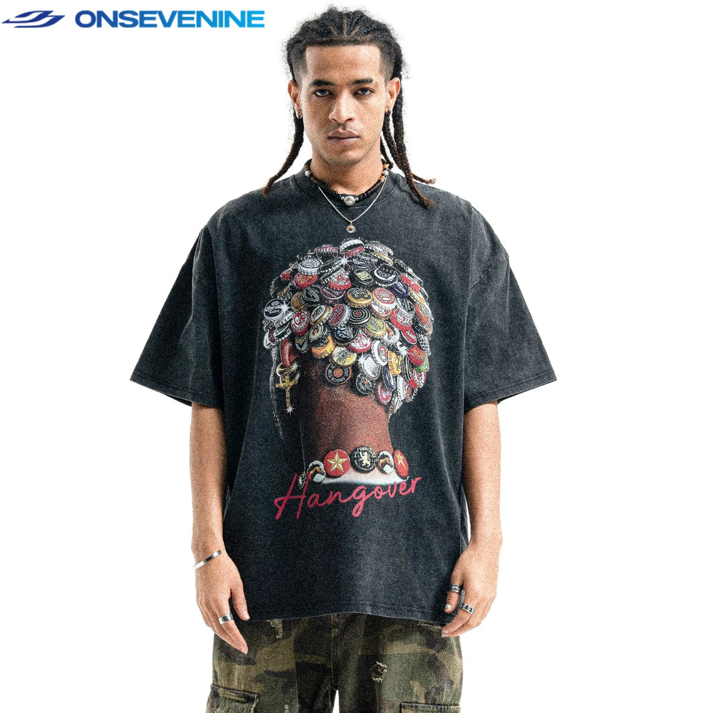 ONSEVENINE "Hangover" Bottle Cap Graphic Tee
