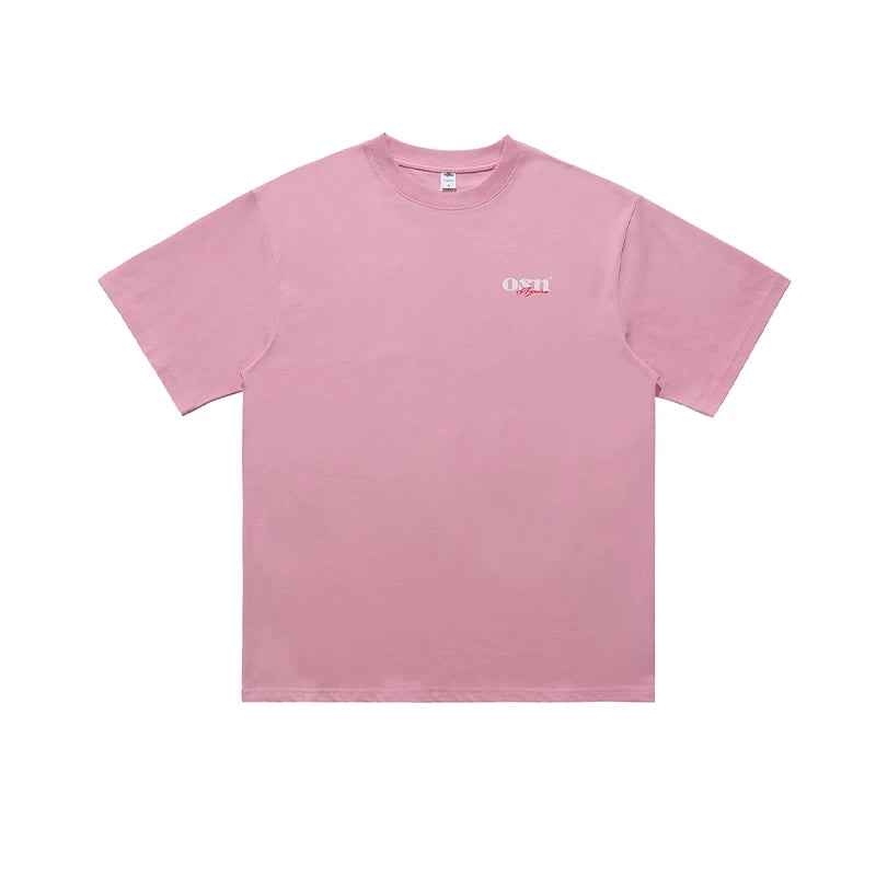 ONSEVENINE Minimalist Logo Pink Graphic Tee