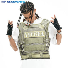 ONSEVENINE "VIVGEA" Tactical Vest Trompe-l'œil Graphic Tee