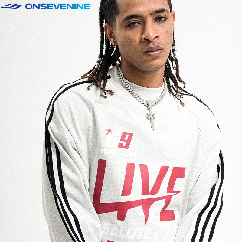 ONSEVENINE "Live / Salute to Peace" Graphic Long-Sleeve Sweatshirt