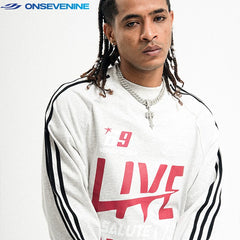 ONSEVENINE "Live / Salute to Peace" Graphic Long-Sleeve Sweatshirt