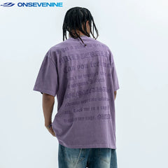 ONSEVENINE "Rage" Gothic Typography Graphic Tee