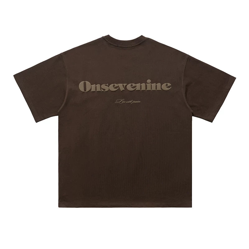 ONSEVENINE "Live with Passion" Blue Lettering White Tee