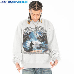 ONSEVENINE "Eternal Glory" Graphic Heather Grey Sweatshirt