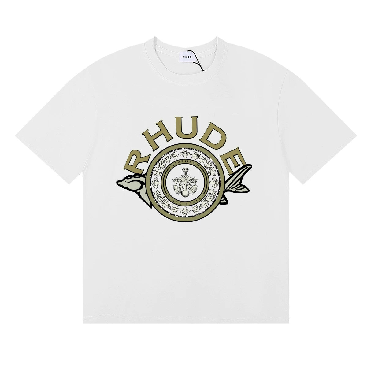 RHUDE Crest & Logo Graphic Print T-Shirt - White