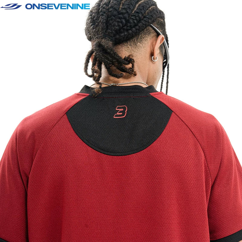 ONSEVENINE Sporty Red Jersey Tee