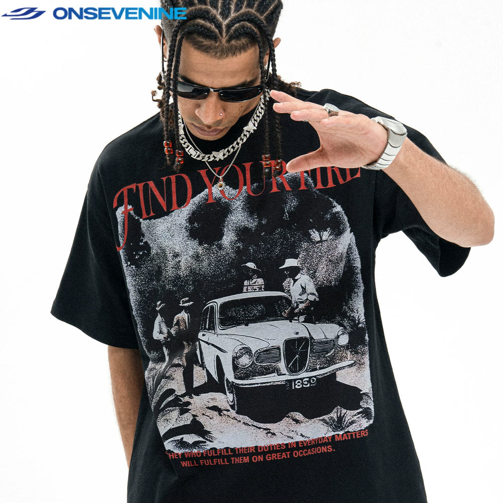 ONSEVENINE "Find Your Fire" Vintage Car Graphic Tee