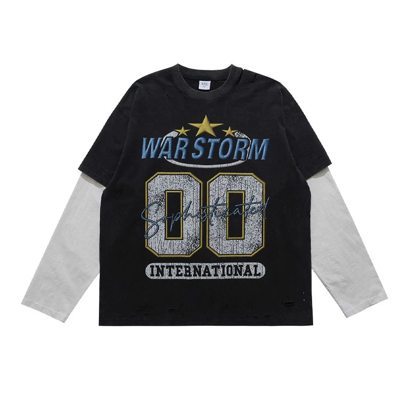ONSEVENINE "War Storm" Graphic Layered-Effect Tee