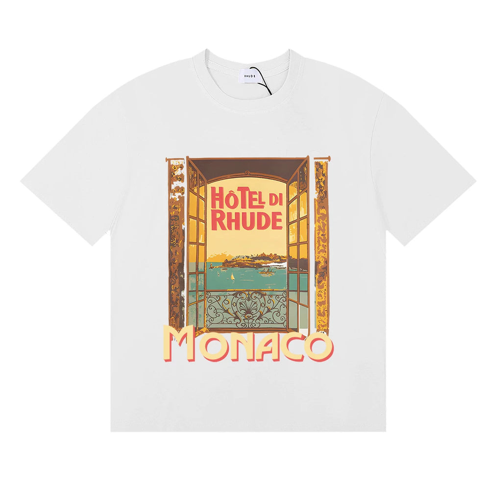 RHUDE "Hotel Di Rhude Monaco" Graphic Print T-Shirt - White