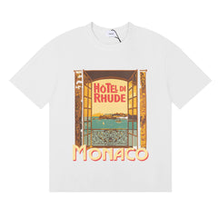RHUDE "Hotel Di Rhude Monaco" Graphic Print T-Shirt - White