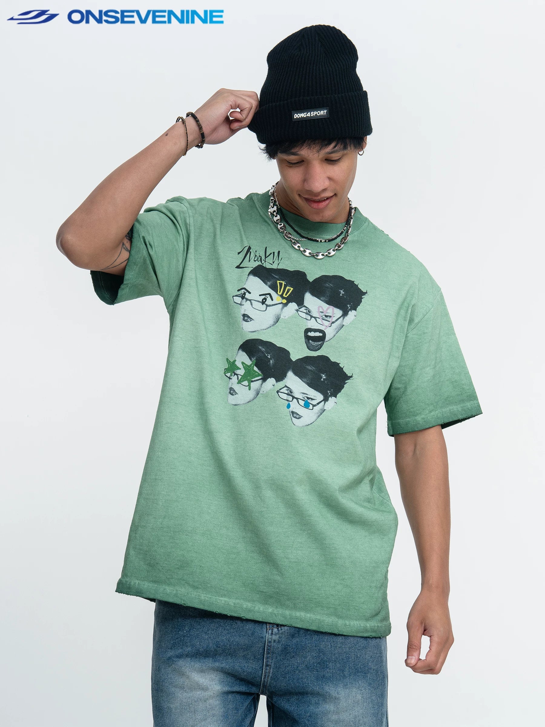 ONSEVENINE Four-Panel Portrait Graphic Tee