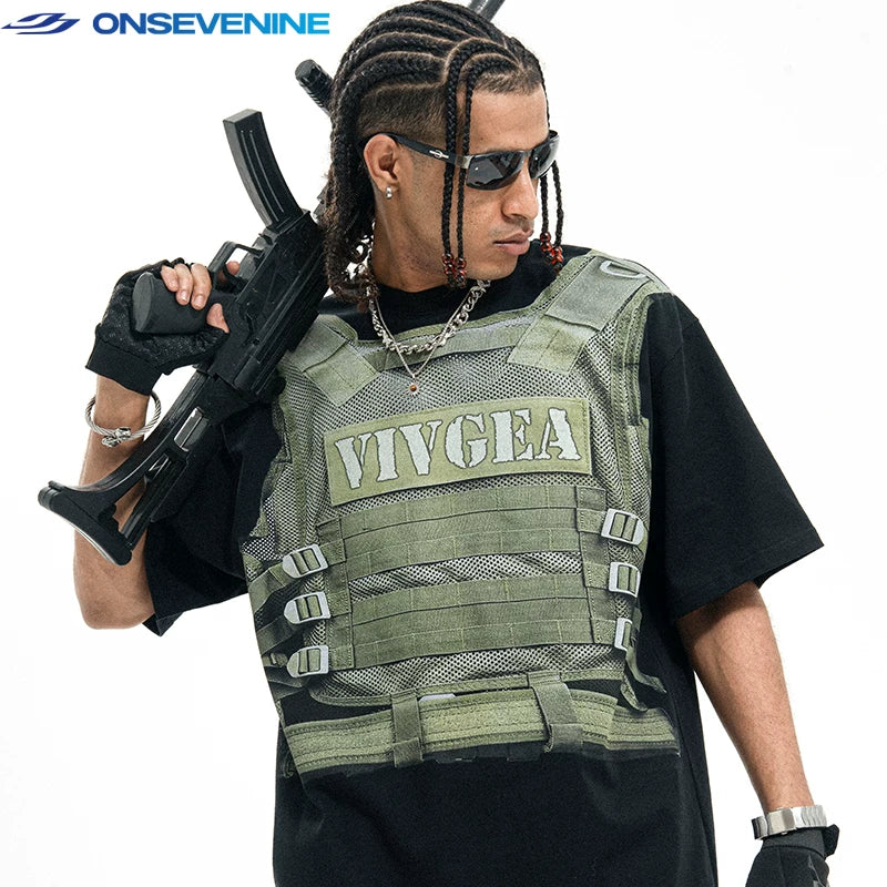 ONSEVENINE "VIVGEA" Tactical Vest Trompe-l'œil Graphic Tee