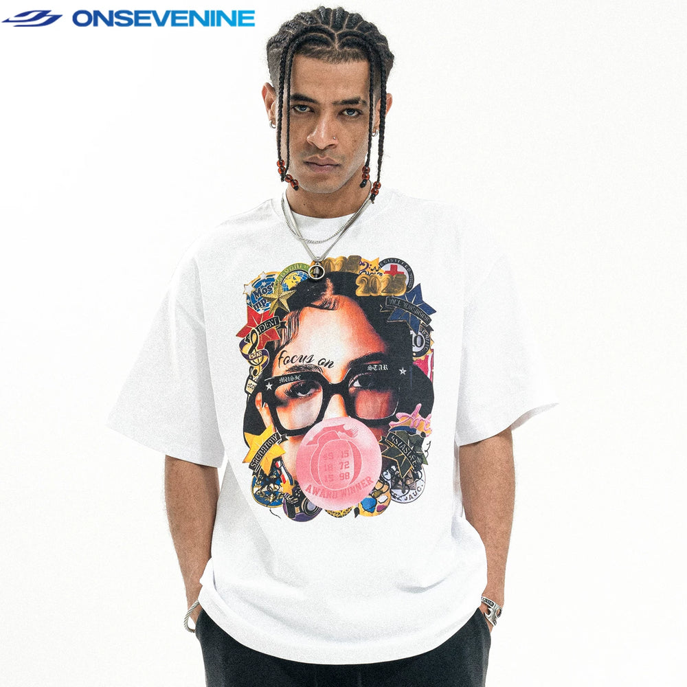 ONSEVENINE Bubblegum Face Graphic Tee