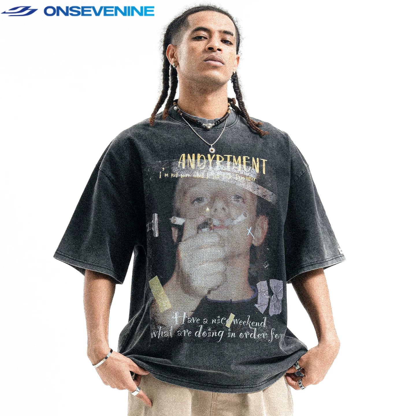 ONSEVENINE Smoking Figure Graphic Tee