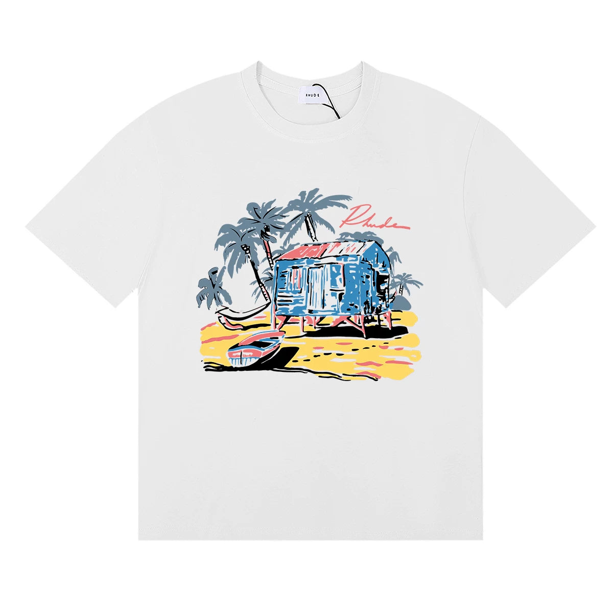 RHUDE Island Graphic Print T-Shirt - White