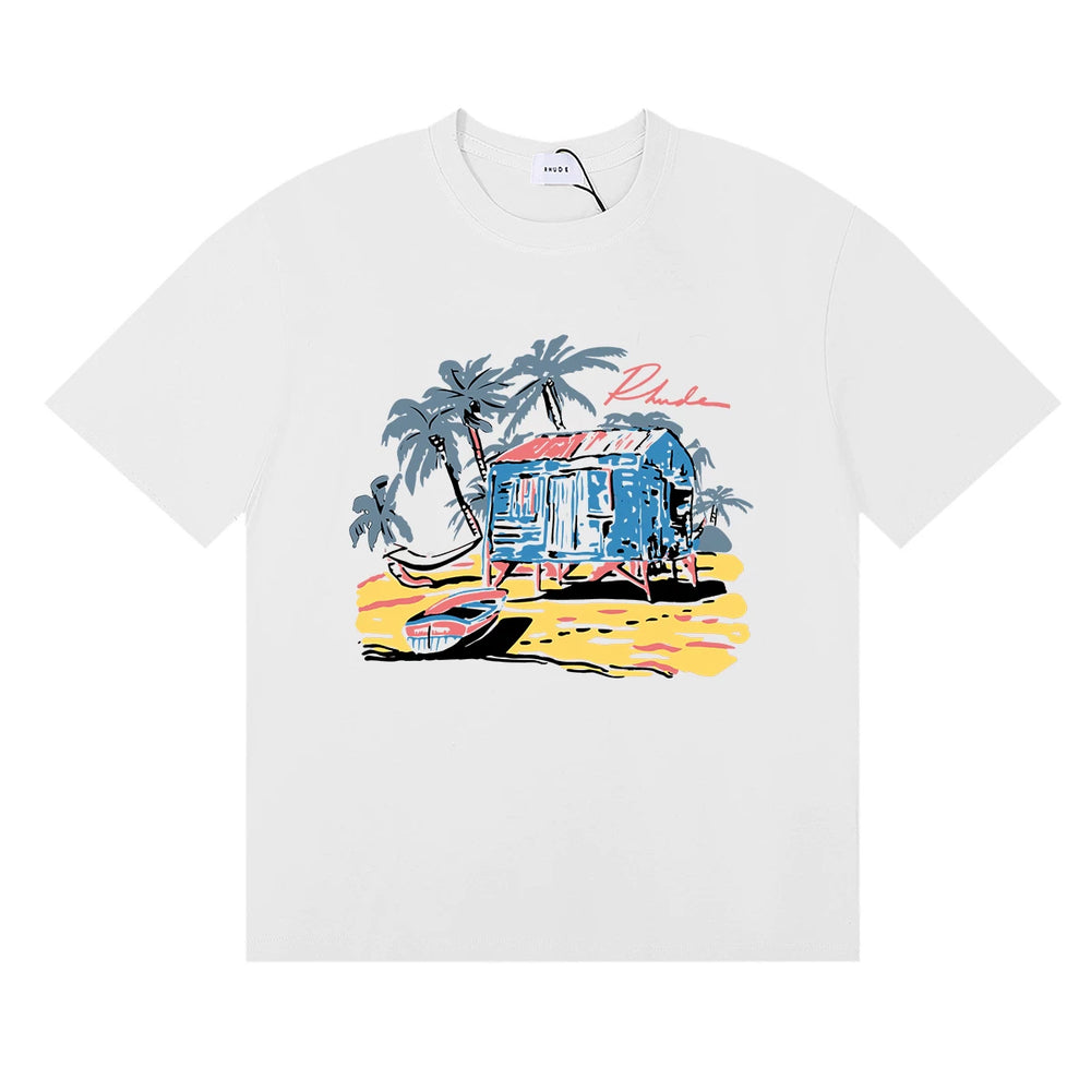 RHUDE Island Graphic Print T-Shirt - White