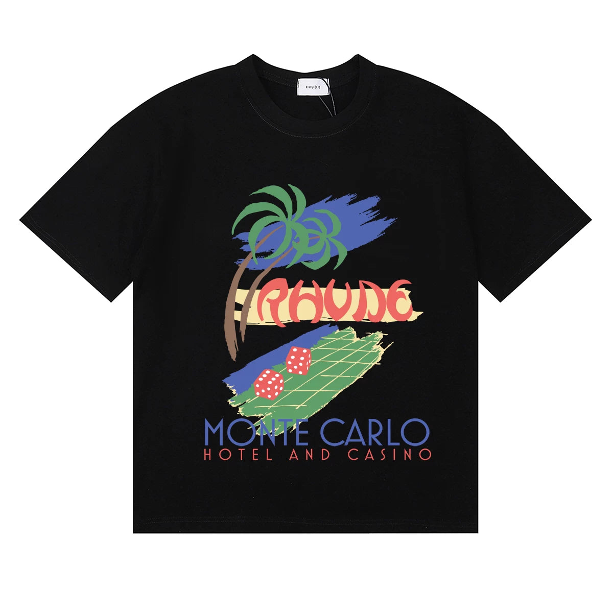 RHUDE "Monte Carlo" Graphic Print T-Shirt - Black