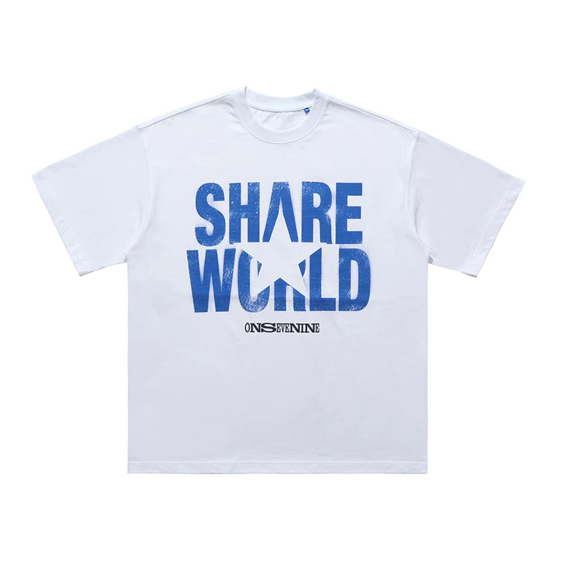 ONSEVENINE "Share World" Star Graphic Tee