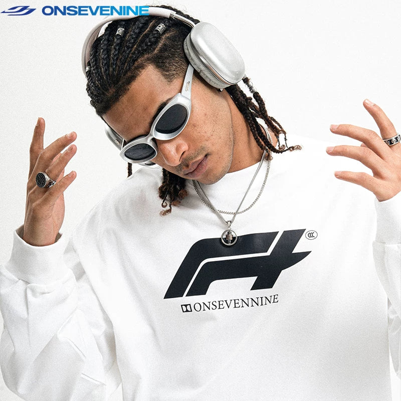 ONSEVENINE Racing-Logo Long-Sleeve Tee