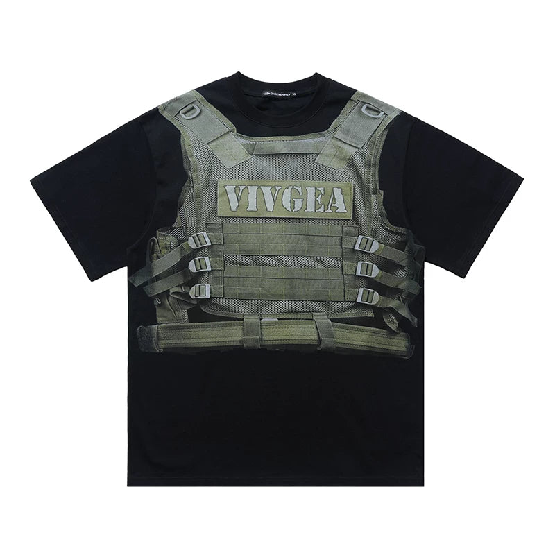 ONSEVENINE "VIVGEA" Tactical Vest Trompe-l'œil Graphic Tee