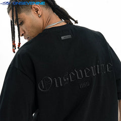 ONSEVENINE Gothic Embroidered Brown Tee