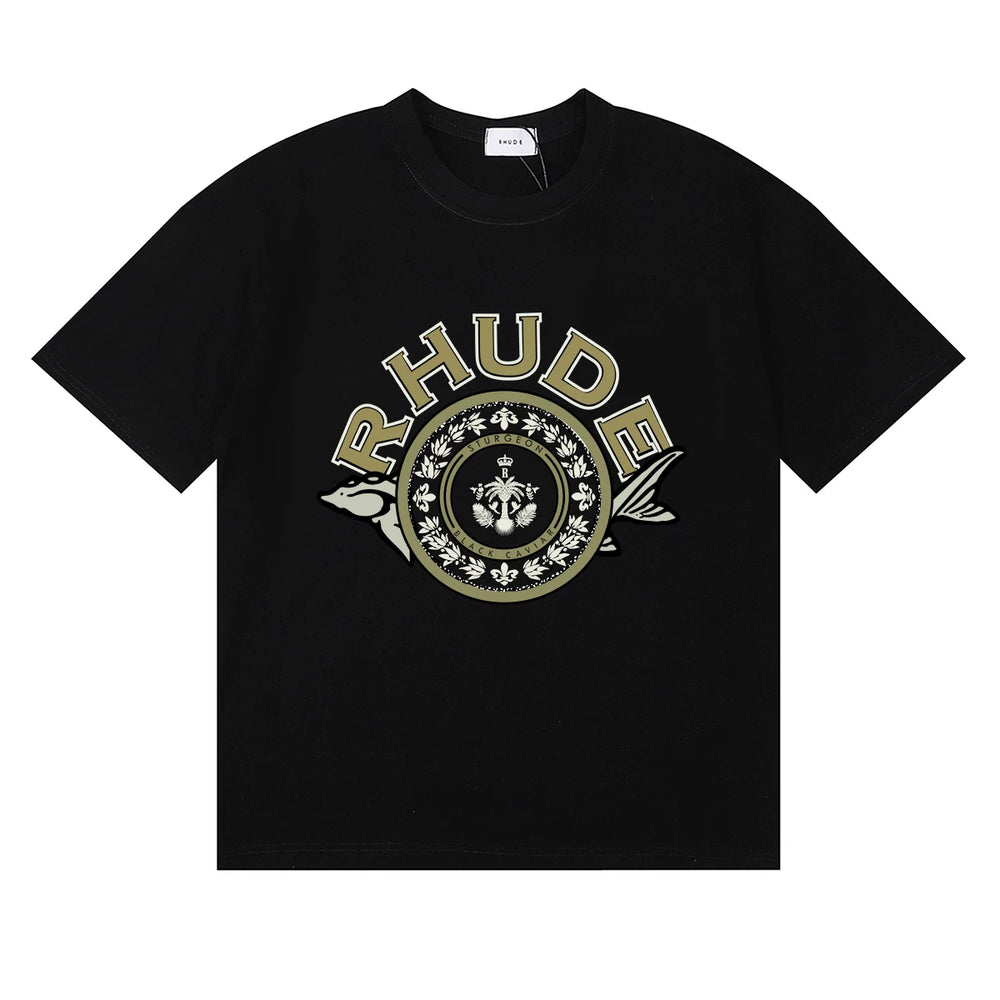 RHUDE Crest & Logo Graphic Print T-Shirt - Black