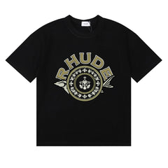RHUDE Crest & Logo Graphic Print T-Shirt - Black