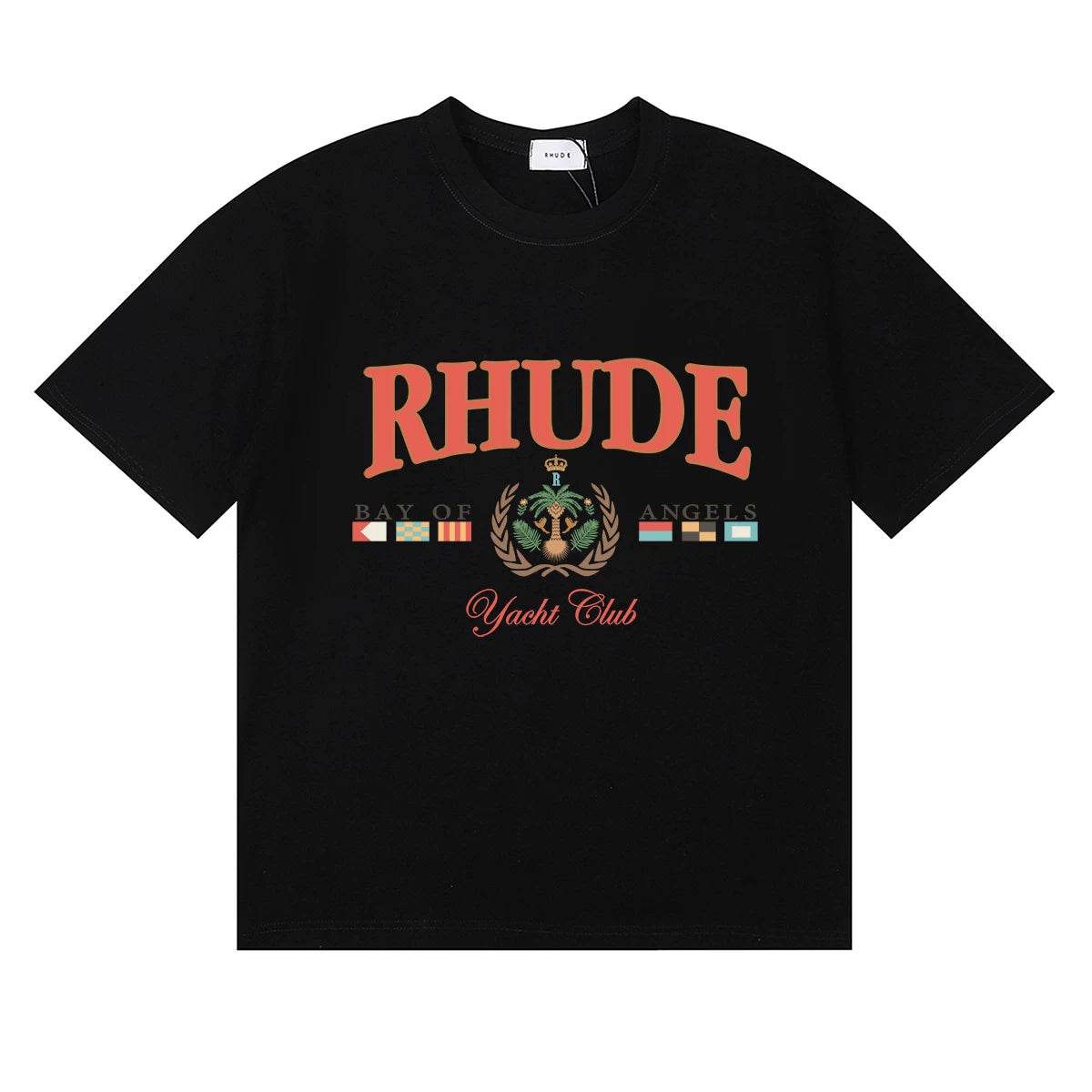 RHUDE "Bay of Angels Yacht Club" Graphic Print T-Shirt - Black