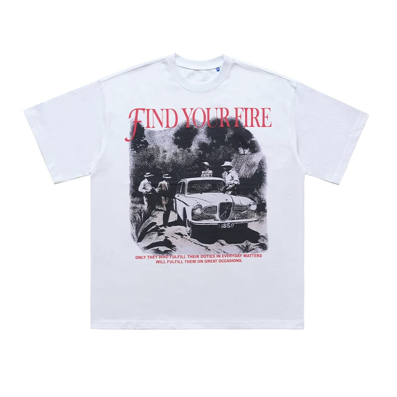 ONSEVENINE "Find Your Fire" Vintage Car Graphic Tee