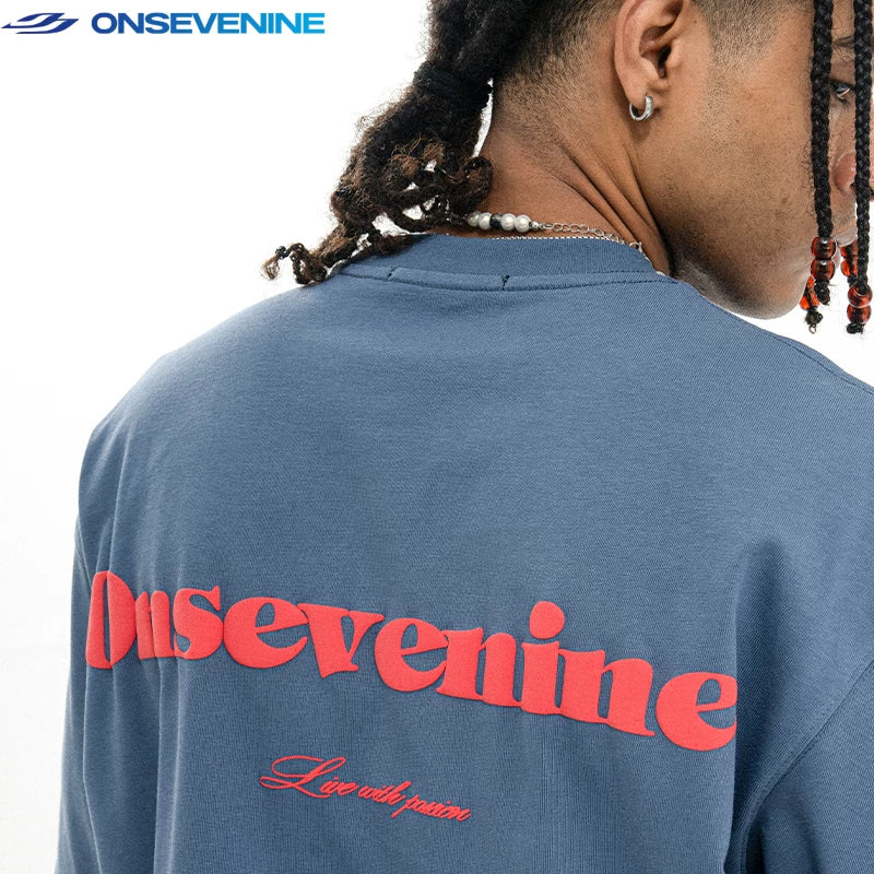 ONSEVENINE "Live with Passion" Blue Lettering White Tee