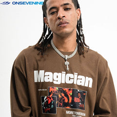 ONSEVENINE "Magician" Collage Graphic Long-Sleeve Tee