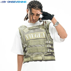 ONSEVENINE "VIVGEA" Tactical Vest Trompe-l'œil Graphic Tee