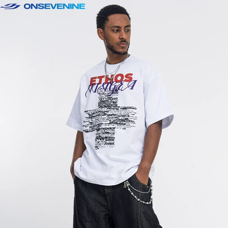 ONSEVENINE "Ethos" Typography Cross Graphic Tee