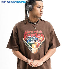 ONSEVENINE "Live with Passion" Billiards Graphic Tee