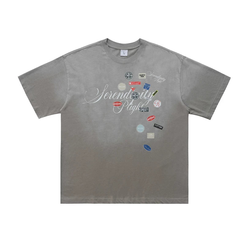 ONSEVENINE "Serendipity Plight" Patchwork Graphic Tee